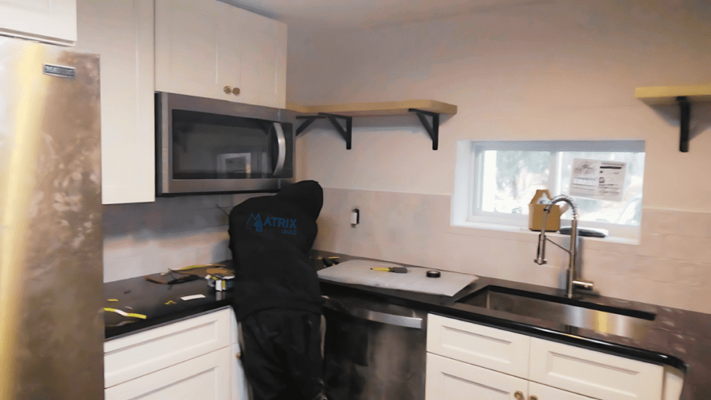 floating shelves in your kitchen Matrix Construction Kitchen remodeling in Philadelphia