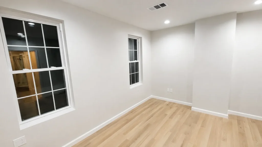 Renovated Philadelphia rowhome living room finished with renovation loan financing
